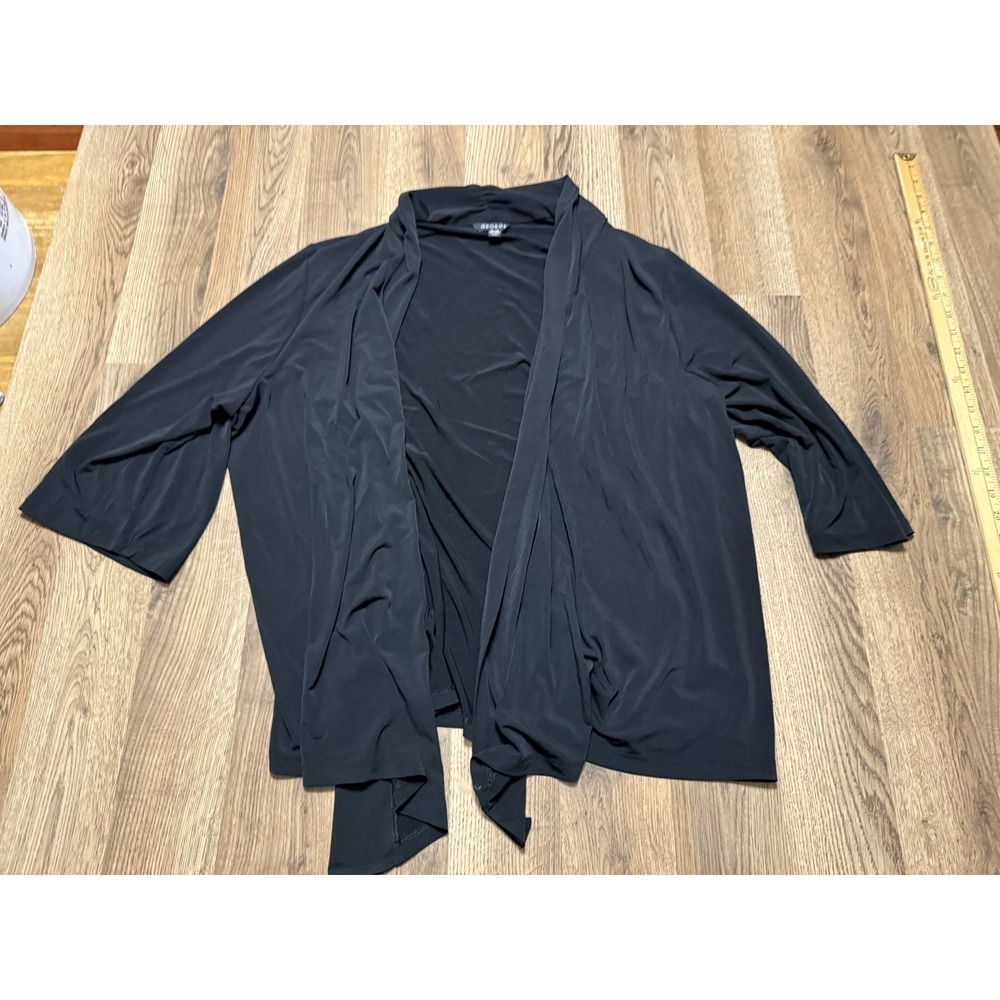 George Sweater, Women's Plus Size 2XL, Black, Open Cardigan, Long Sleeve